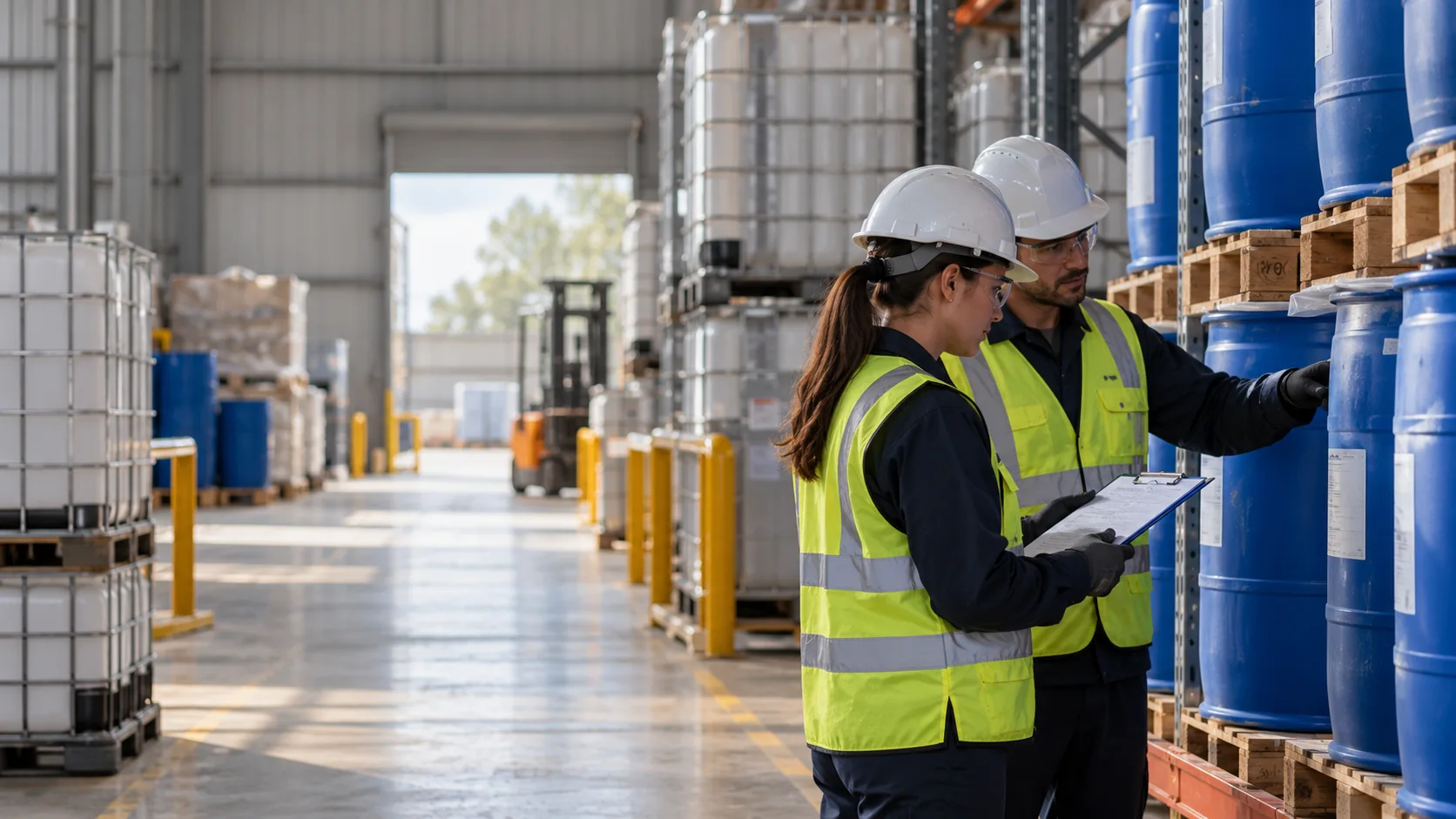 Inspección de mercancías peligrosas en almacén